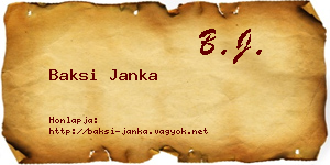 Baksi Janka névjegykártya